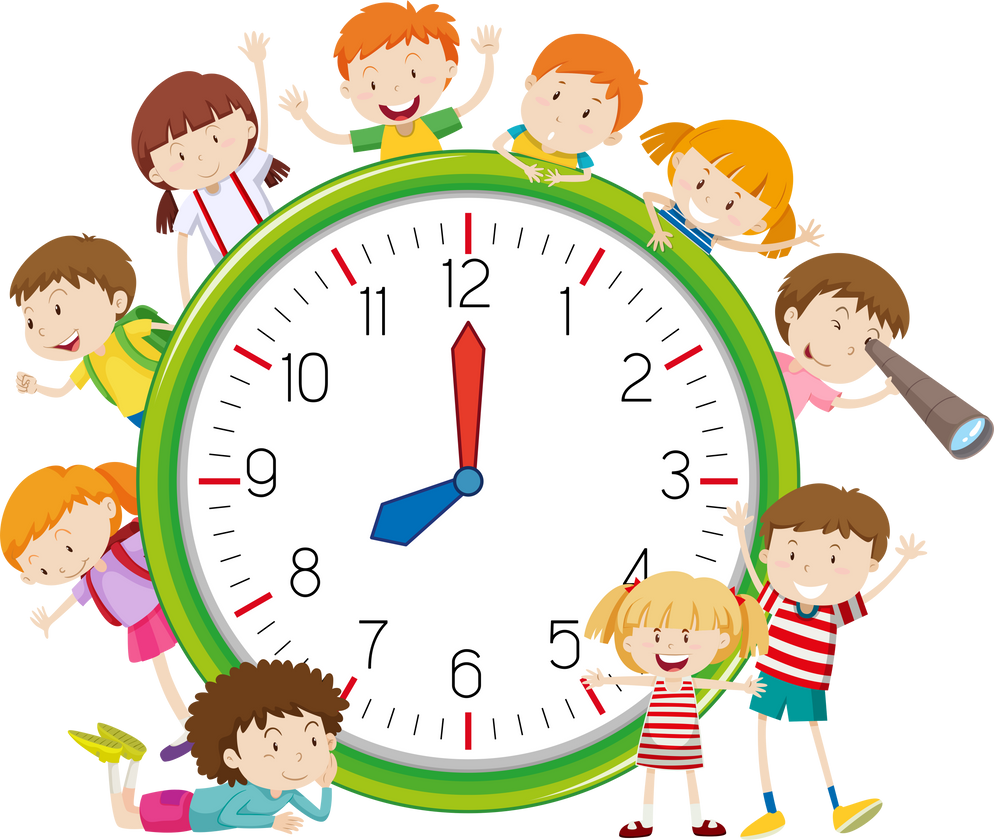 Kids around a clock